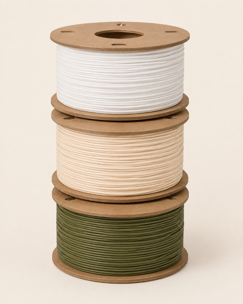 PLA filament spools used for printing the displays