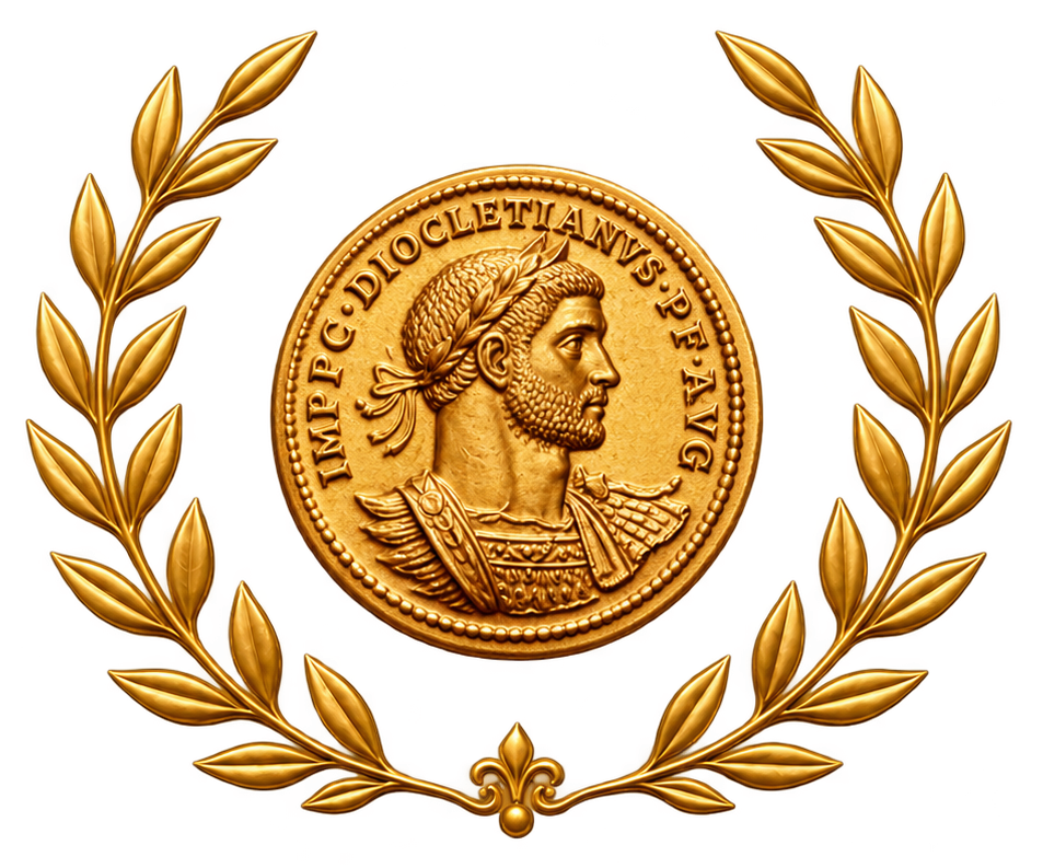 Aurea Displays full logo — gold coin with laurel wreath